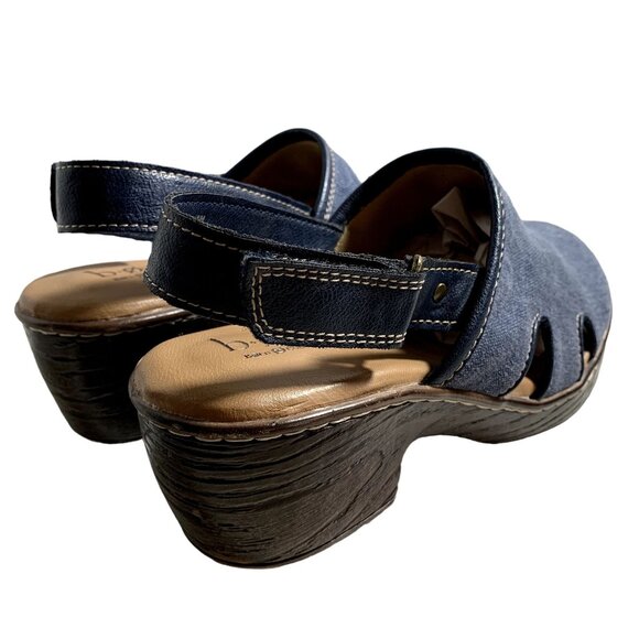 BOC Born Shoes Womens 9 M Lyza Blue Canvas Adjustable Slingback Block Heel Clogs - Picture 8 of 9